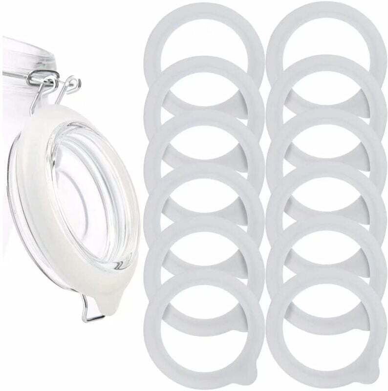 12 Stück Silikon-Glasdichtungen als Ersatz, luftdichte Silikon-Dichtungsringe für Einmachglasdeckel, Weithalsgläser