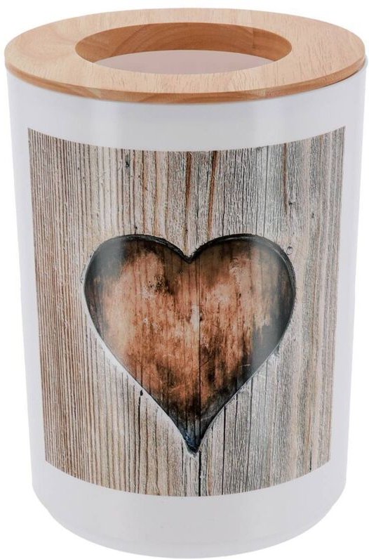 Tendance - Bedruckter pp abfalleimer mit holzdeckel 5l - liebe