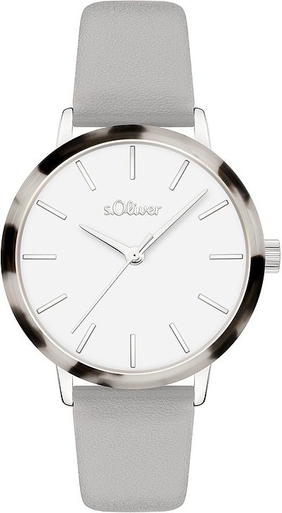 s.Oliver Damenuhr mit stilvoller Acetat Lünette SO-4576-LQ Acetat, Metall