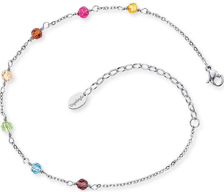 Engelsrufer Fußkette ERFS-RAINBOW Edelstahl, Glas