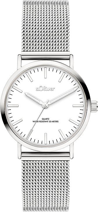 s.Oliver Damenuhr Classic Mesh Small SO-4545-MQ Edelstahl