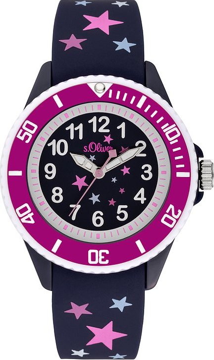 s.Oliver Kinderuhr mit coolem Sternprint SO-3926-PQ Kunststoff