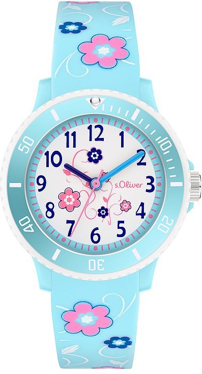 s.Oliver Kinderuhr mit süßem Blumenprint SO-4498-PQ Kunststoff