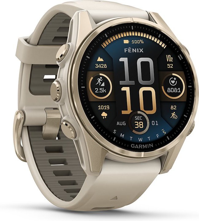 Thumbnail - Garmin Smartwatch Fenix 8 - 43 mm AMOLED Sapphire Nebelgrau Softgold 010-02903-11