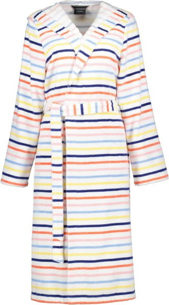 Cawö Damen Bademantel Kapuze 3344 - Farbe: weiß-multicolor - 62 - S