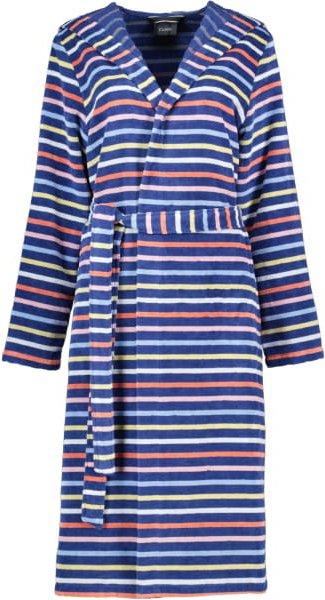 Cawö Damen Bademantel Kapuze 3344 - Farbe: blau-multicolor - 12 - S