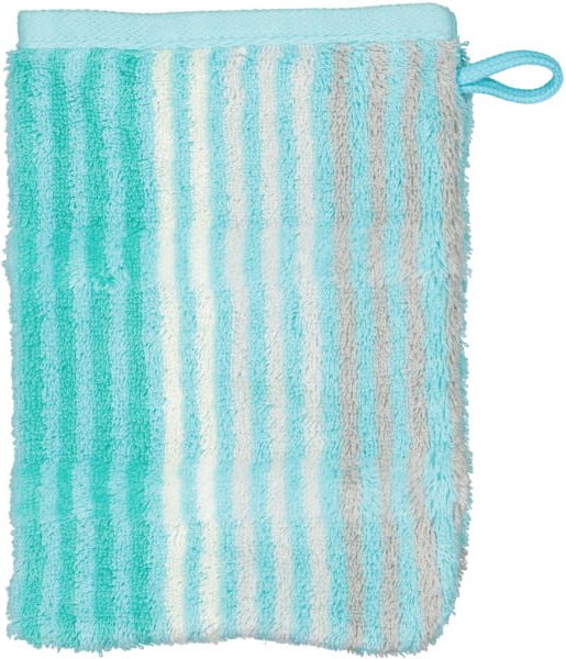 Cawö - Noblesse Cashmere Streifen 1056 - Farbe: mint - 14 - Waschhandschuh 16x22 cm