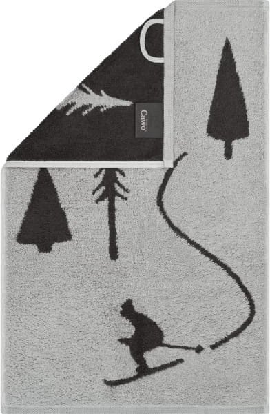 Cawö Handtücher WINTER EDITION Skifahrer 6272 - Farbe: platin/basalt - 70 - Gästetuch 30x50 cm