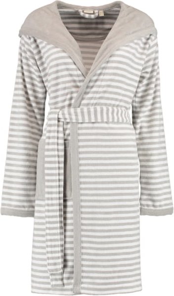 Esprit Damen Bademantel Striped Hoody Kapuze - Farbe: stone - 005 - XS