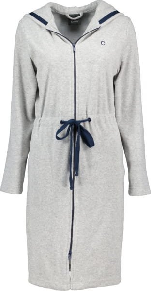 Cawö Home Active Damen Kurzmantel Kapuze TG RV 821 - Farbe: grau-melange/navy - 71 - XS