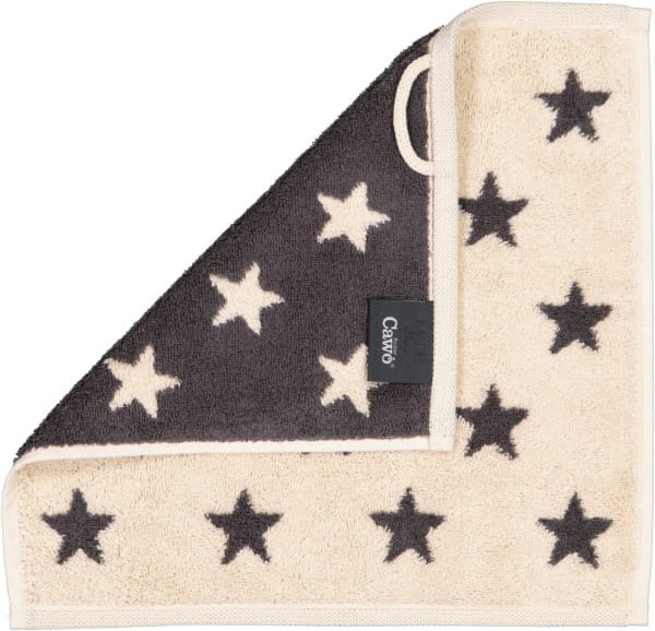 Cawö Handtücher NEW STARS Sterne klein 6261 - Farbe: beige/basalt - 37 - Seiflappen 30x30 cm