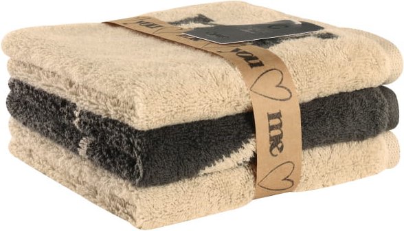 Cawö Seiftücher Heart Beats You & Me 6285 - Farbe: natur/basalt - 37 - 30x30 cm