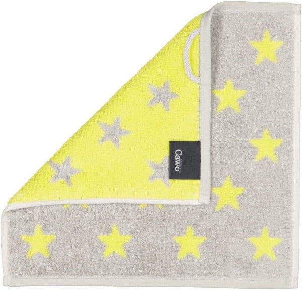 Cawö Handtücher NEW STARS Sterne klein 6261 - Farbe: platin/lime - 75 - Seiflappen 30x30 cm
