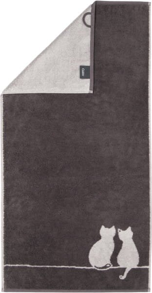 Cawö Handtücher CUTE CATS EDITION You & Me 6263 - Farbe: basalt/platin - 77 - Handtuch 50x100 cm