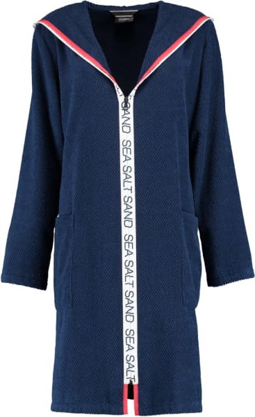 Cawö Damen Bademantel Sea Salt Sand 3101 Kapuze kurz RV - Farbe: navy - 133 - S