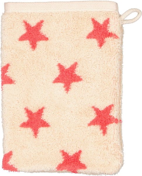 Cawö Handtücher NEW STARS Sterne klein 6261 - Farbe: beige/pink - 32 - Waschhandschuh 16x22 cm