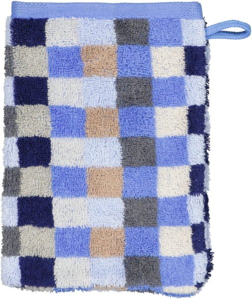Cawö - Unique Karo 942 - Farbe: saphir - 11 - Waschhandschuh 16x22 cm