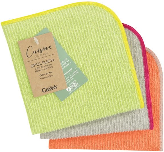 Cawö Spültücher Trio 550 - Farbe: pistazie/mandarine - 43 - 30x30 cm