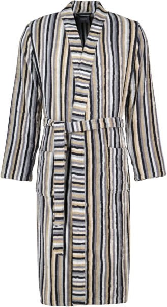 Thumbnail - Cawö Bademäntel Herren Kimono Streifen 6607 - Farbe: kiesel - 73 - L