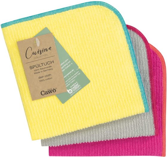 Cawö Spültücher Trio 550 3er Set - Farbe: lemon/pink - 52 - 30x30 cm