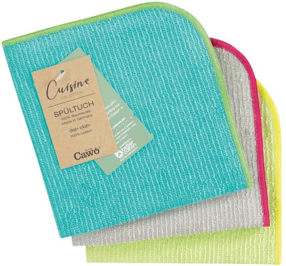 Cawö Spültücher Trio 550 3er Set - Farbe: türkis/pistazie - 14 - 30x30 cm