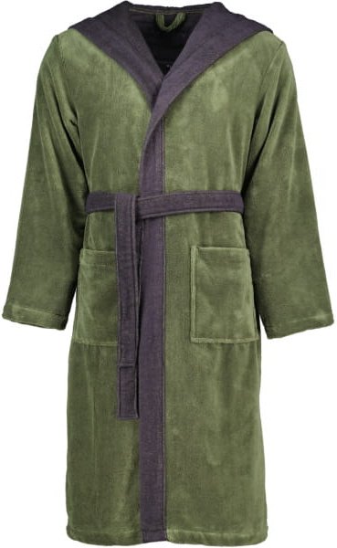 Thumbnail - Vossen Bademäntel unisex Kapuze Poppy - Farbe: mud green/anthrazit - 0032 - XL