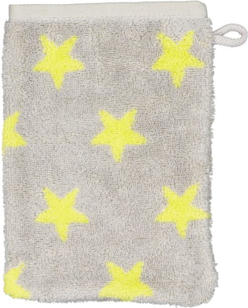 Cawö Handtücher NEW STARS Sterne klein 6261 - Farbe: platin/lime - 75 - Waschhandschuh 16x22 cm