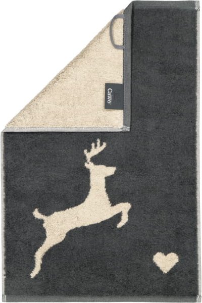 Cawö Handtücher Alpenchic Edition Hirsche 6228 - Farbe: granit - 73 - Gästetuch 30x50 cm