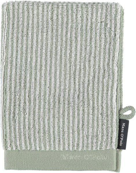 Marc o Polo Timeless Tone Stripe - Farbe: green/off white - Waschhandschuh 16x21 cm