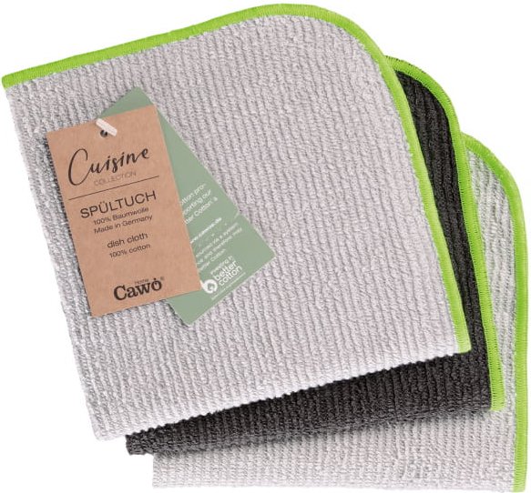 Cawö Spültücher Trio 550 3er Set - Farbe: neon-grün - 74 - 30x30 cm