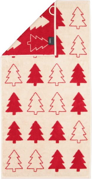 Cawö Handtücher Christmas Edition Tannenbäume 794 - Farbe: natur-rot - 32 - Handtuch 50x100 cm