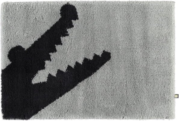 Rhomtuft - Badteppich Croc - Farbe: perlgrau/kaviar - 1212 - 70x130 cm