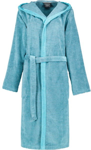Cawö - Damen Bademantel Two-Tone Kapuze 6425 - Farbe: türkis - 47 - L