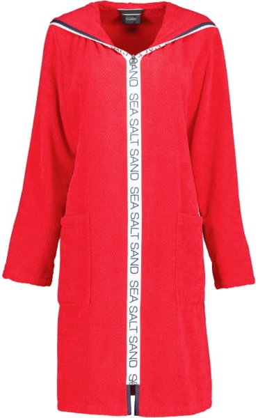 Cawö Damen Bademantel Sea Salt Sand 3101 Kapuze kurz RV - Farbe: rot - 203 - M
