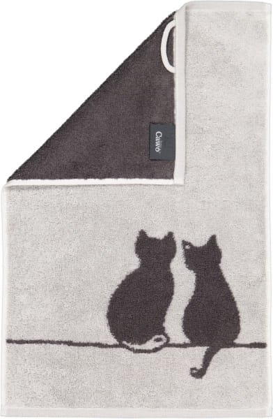 Cawö Handtücher CUTE CATS EDITION You & Me 6263 - Farbe: platin/basalt - 70 - Gästetuch 30x50 cm