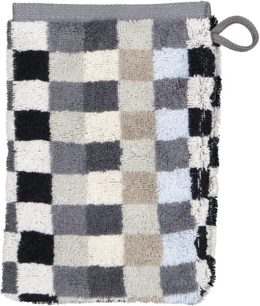 Cawö - Unique Karo 942 - Farbe: anthrazit - 77 - Waschhandschuh 16x22 cm