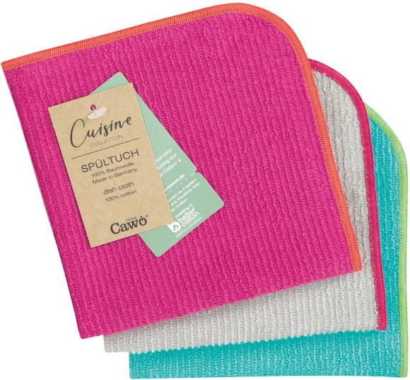 Cawö Spültücher Trio 550 3er Set - Farbe: pink/türkis - 21 - 30x30 cm