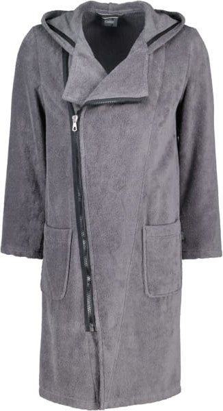 Cawö Herren Bademantel New Zipper Kapuze RV 6516 - Farbe: anthrazit-schwarz - 774 - L