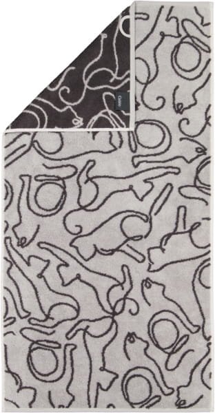 Cawö Handtücher CUTE CATS EDITION Cats 6264 - Farbe: platin/basalt - 70 - Handtuch 50x100 cm