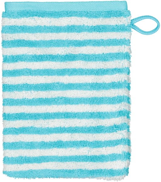 Cawö Handtücher Campus Ringel 955 - Farbe: türkis - 41 - Waschhandschuh 16x22 cm