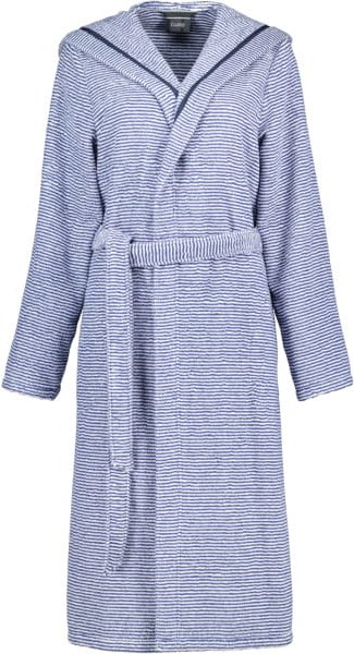 Cawö Damen Bademantel 3336 Kapuze - Farbe: navy-weiß - 16 - M