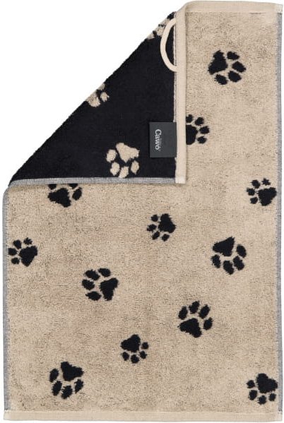 Cawö Handtücher WE LOVE DOGS Paws 6247 - Farbe: Schwarz-Beige - 93 - Gästetuch 30x50 cm