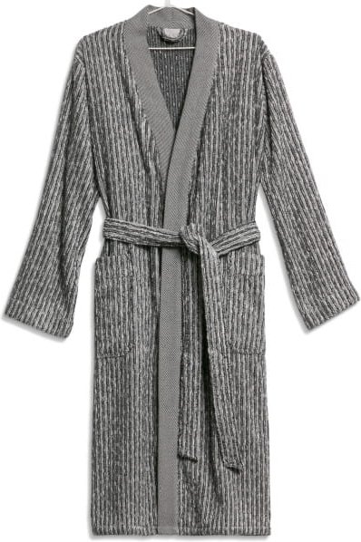 Möve Bademäntel unisex Kimono Brooklyn Pinstripe - Farbe: nature/black - 081 - XL