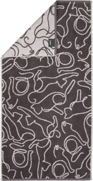Cawö Handtücher CUTE CATS EDITION Cats 6264 - Farbe: basalt/platin - 77 - Handtuch 50x100 cm