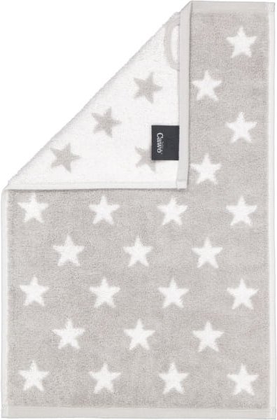 Cawö Handtücher NEW STARS Sterne klein 6261 - Farbe: platin/weiß - 76 - Gästetuch 30x50 cm