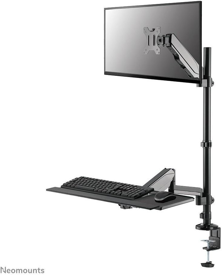 Neomounts DS90-325BL1 höhenverstellbarer, tischmontierter Arbeitsplatz für 17-32" Bildschirme, Tastatur und Maus - Schwa