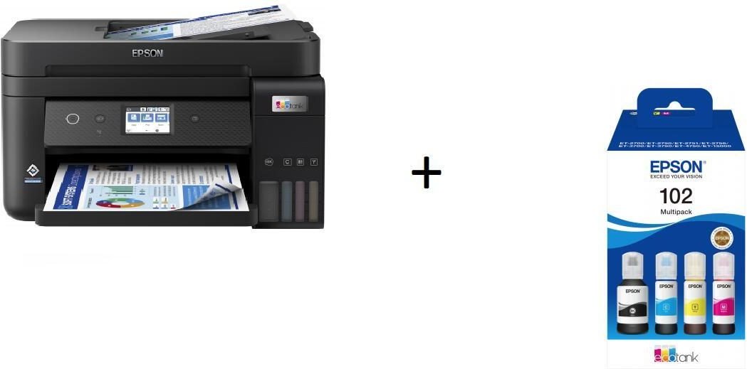 ein Tintenset GRATIS dazu Epson EcoTank ET-4850 Tintenstrahl-Multifunktionsgerät + Original Set Nachfülltinte