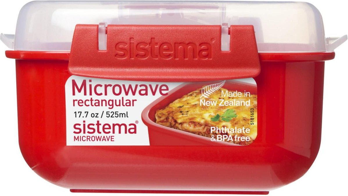 Thumbnail - sistema® Mikrowellendose 8 cm hoch rot, transparent