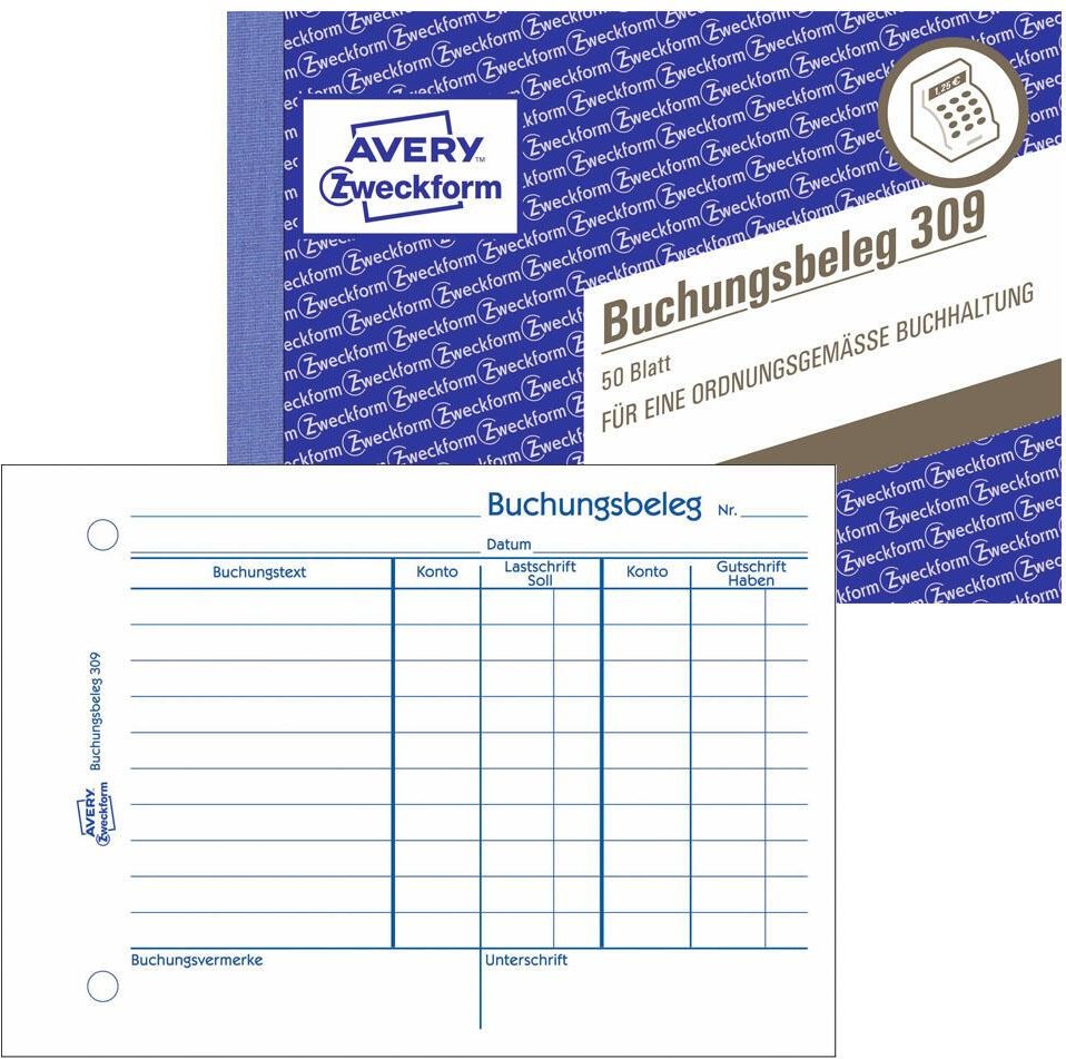 Thumbnail - AVERY Zweckform Formularbuch Buchungsbeleg DIN A6 quer 1x 50 Seiten