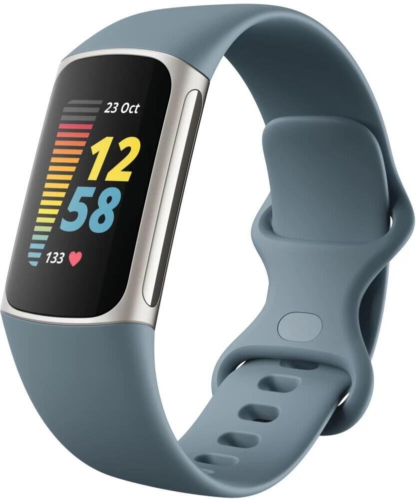 Fitbit Charge 5 Fitness Tracker, Platinum/Steel Blue